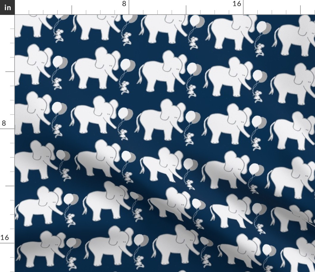 LARGE SCALE Lets Be Friends Navy and Grey Elephant and Mouse-ch-ch