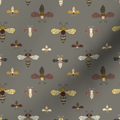 Ornate Bees on Gray