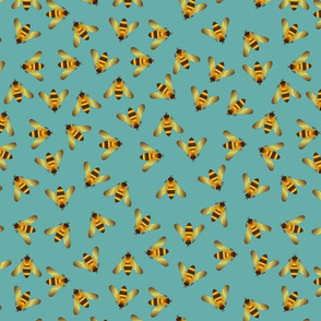 bees on teal