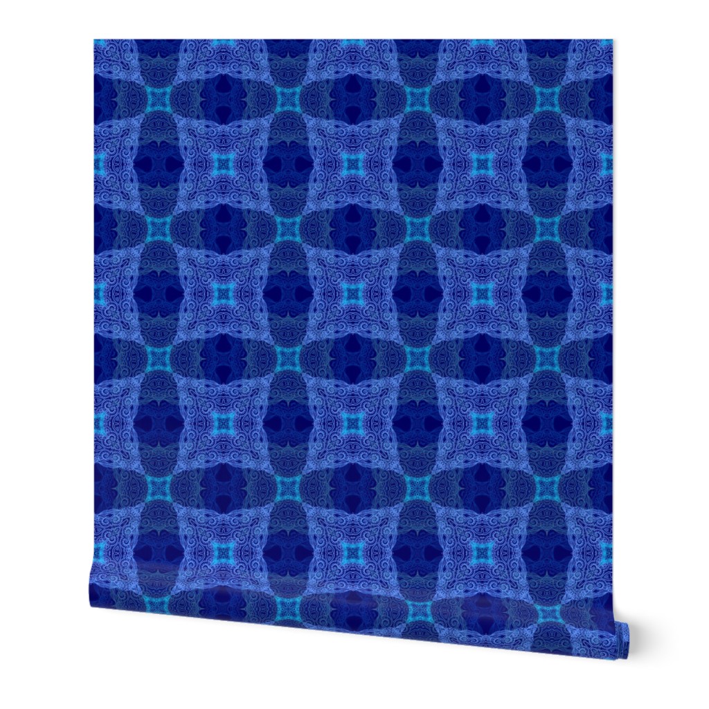 Frozen stars, blue ornamental  pattern