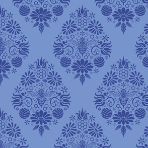 Blue Bee Damask