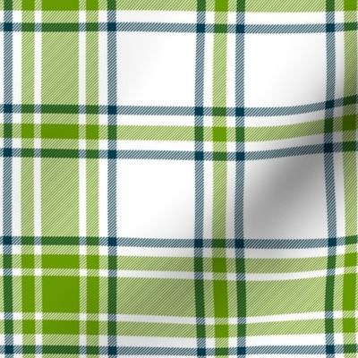 hiker's plaid - leaf green, navy and white