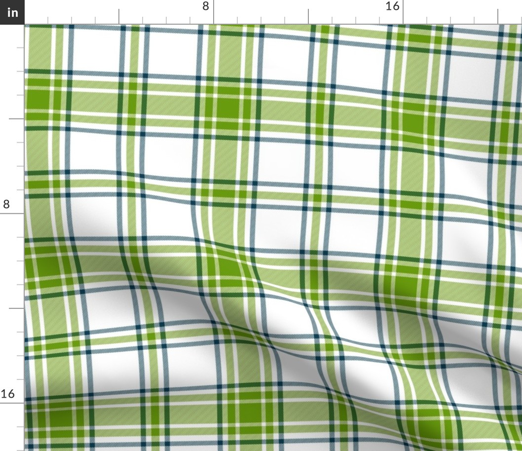 hiker's plaid - leaf green, navy and white