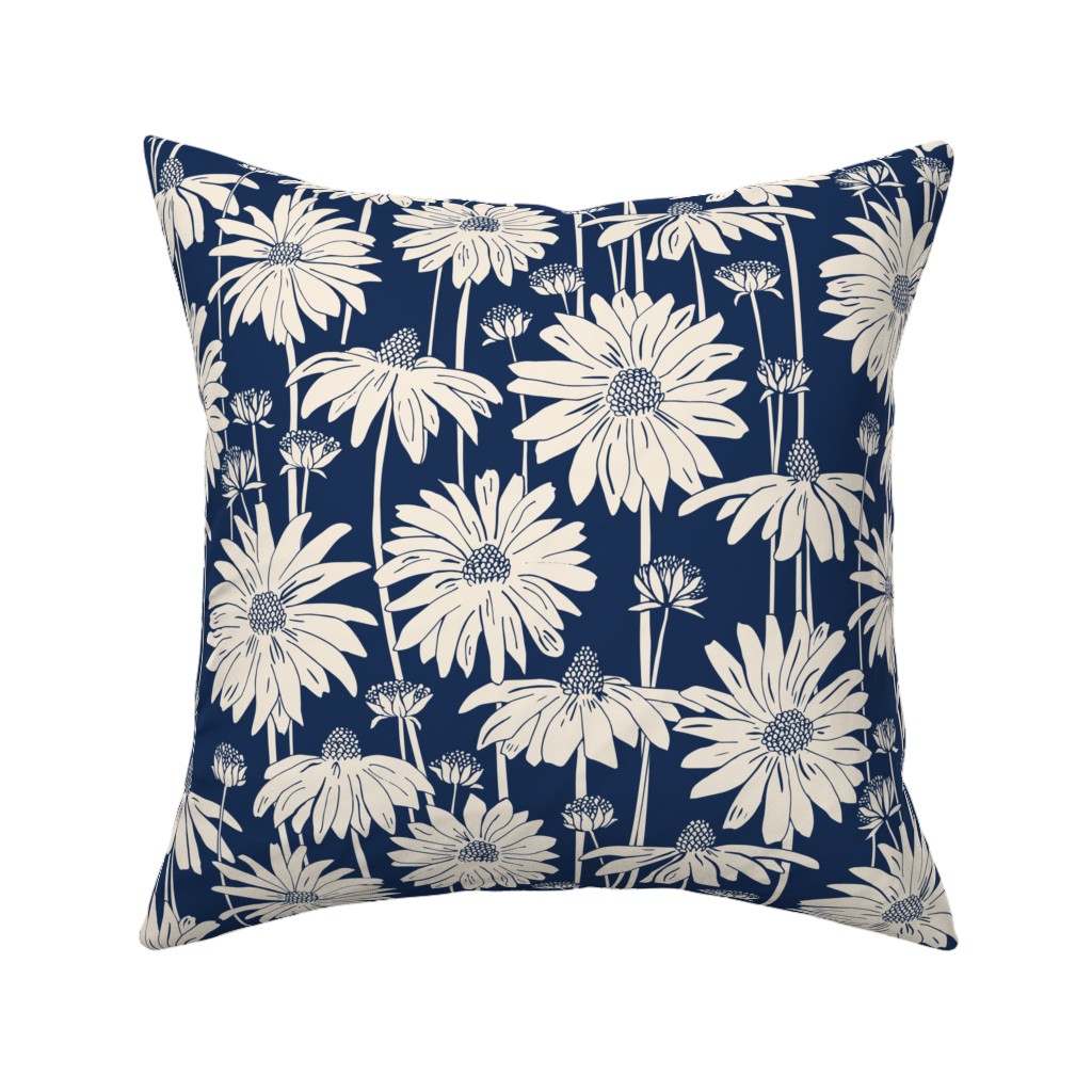 Sunshine Daisy - Cream Indigo on Catalan by jillbyers | Roostery Home Decor