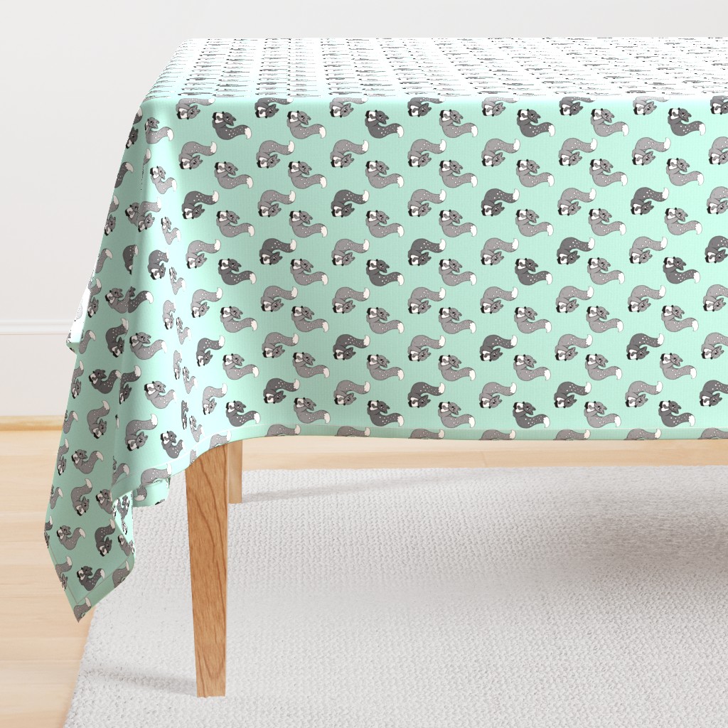 Cute kids mint blue squirrel forest animal woodland theme