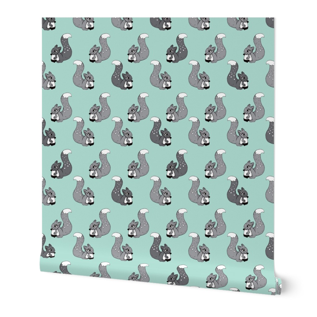 Cute kids mint blue squirrel forest animal woodland theme