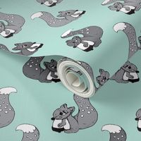 Cute kids mint blue squirrel forest animal woodland theme