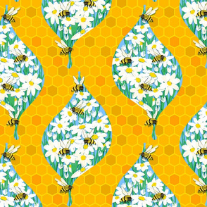 Busy Bees Daisy Damask