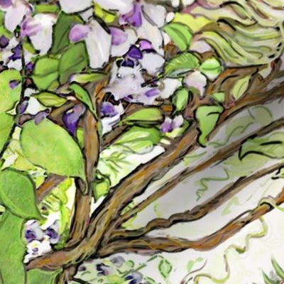 Wisteria Warbler Border Print