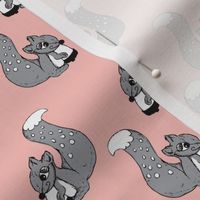 Cute kids pink coral squirrel forest animal woodland theme for girls