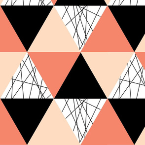 Coral Black Peach Triangle Cheater Quilt - Triangle Baby Blanket