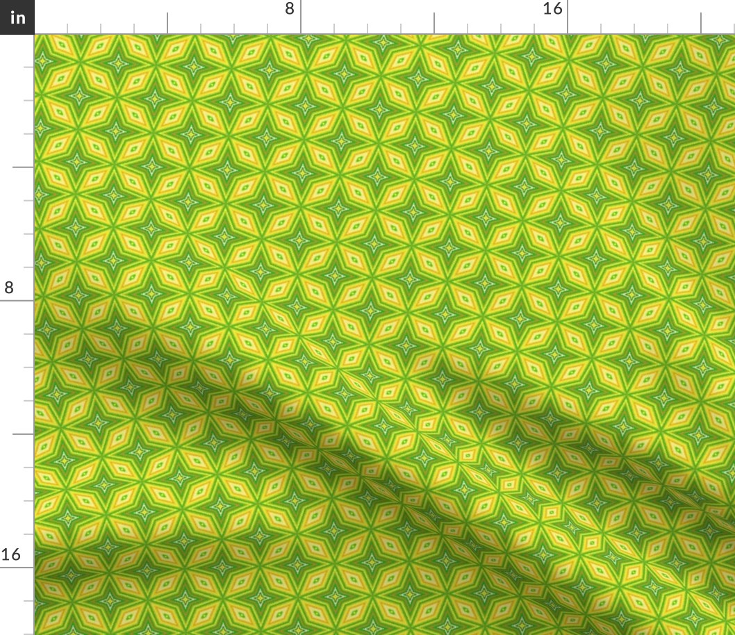 Yellow and Green Op Art Geometic
