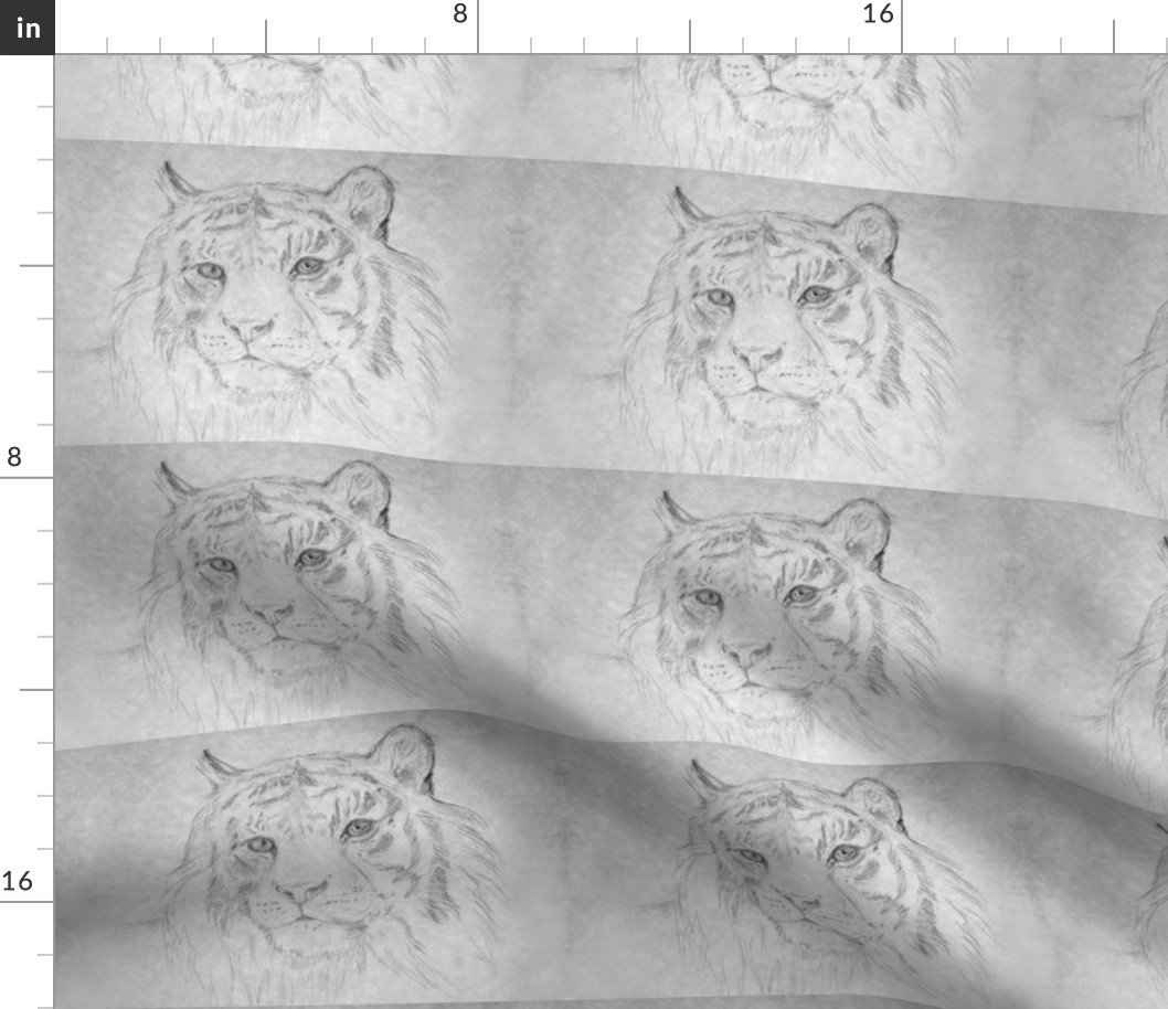 Tiger, Gray Tones (sized for Linen)