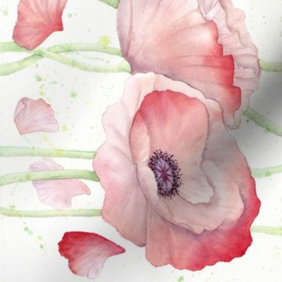 Watercolor Poppy border print - version 2