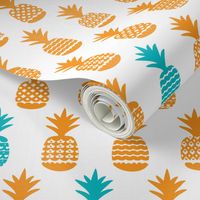 Cute tropical summer bikini pineapple print orange and aqua blue illustration pattern