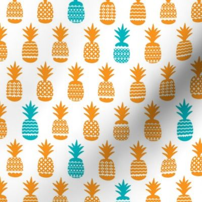 Cute tropical summer bikini pineapple print orange and aqua blue illustration pattern