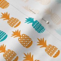 Cute tropical summer bikini pineapple print orange and aqua blue illustration pattern