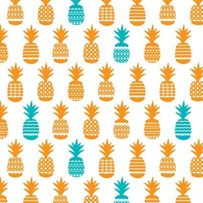 Cute tropical summer bikini pineapple print orange and aqua blue illustration pattern