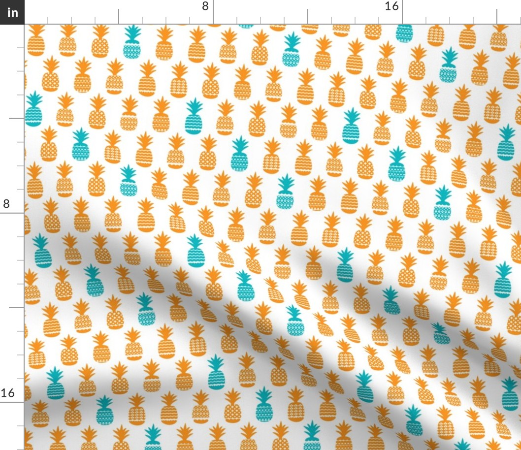 Cute tropical summer bikini pineapple print orange and aqua blue illustration pattern