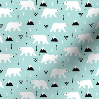 Cute polar bear winter mountain geometric triangle print XS