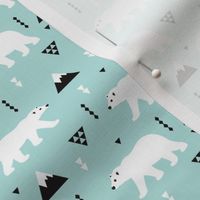 Cute polar bear winter mountain geometric triangle print XS