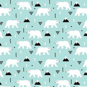 Cute polar bear winter mountain geometric triangle print XS