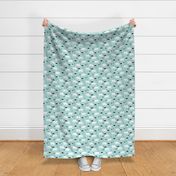 Cute polar bear mint blue winter mountain geometric triangle print XL