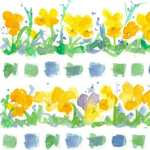 Yellow Pansies and Checks