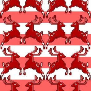 Pixel Deer Christmas Stripe