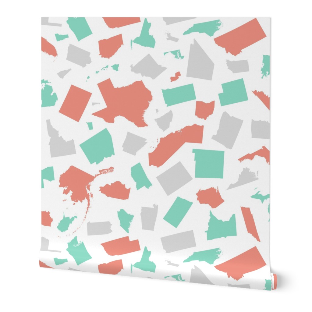 United States (Coral, mint, gray)