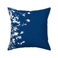 cyanotype poppy border for 42 inch wide fabric