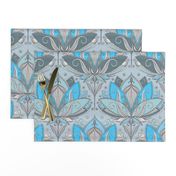 Art Deco Lotus Rising in Turquoise & Sage Green