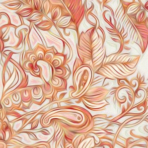 Autumn Peach Art Nouveau Pattern