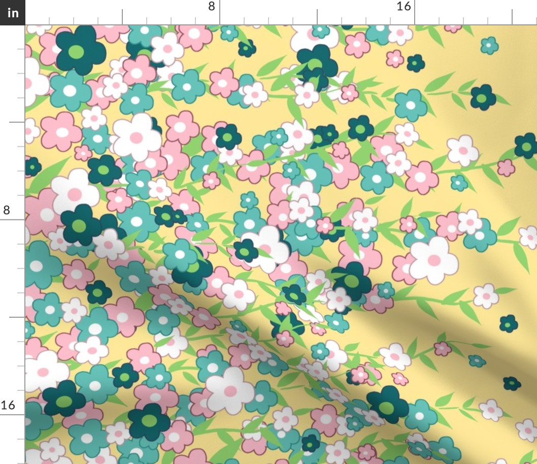 Spring Trailing Flowers, Single Border Print