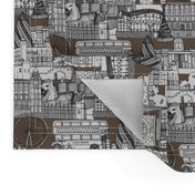 London toile mocha brown