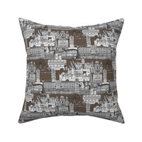 London toile mocha brown