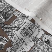 London toile mocha brown