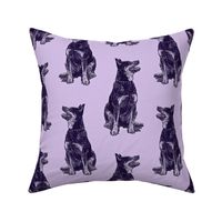 Sitting Australian cattle dog - purple