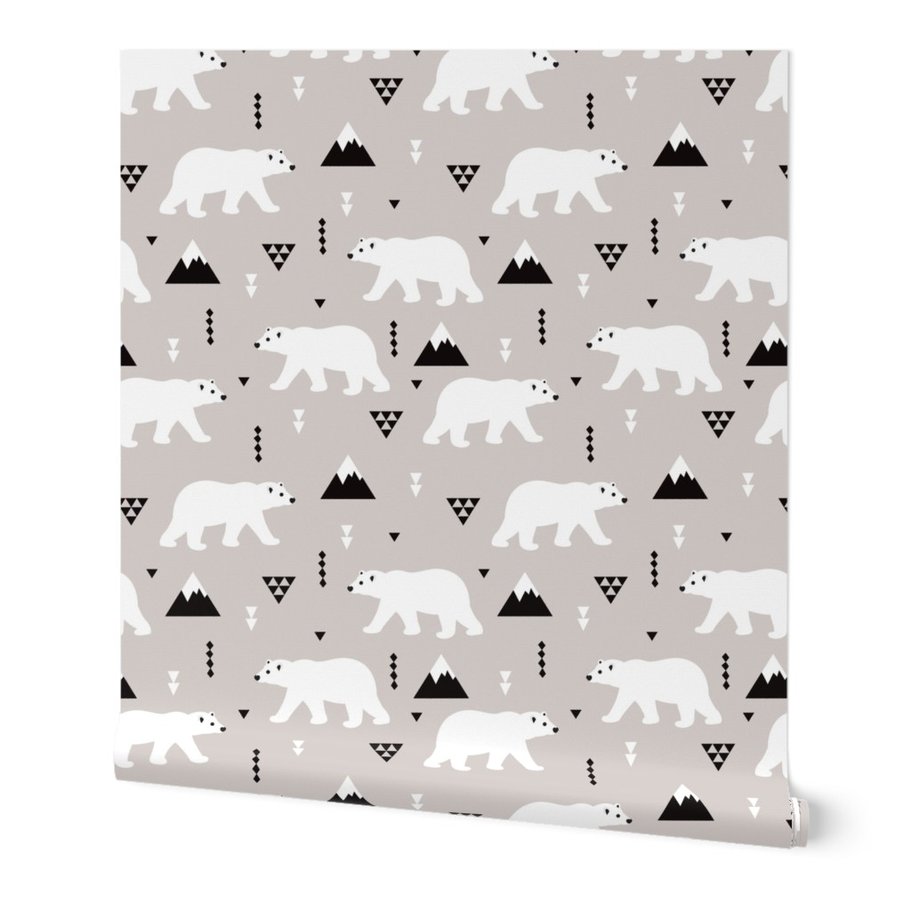 Cute polar bear winter mountain geometric triangle print XL