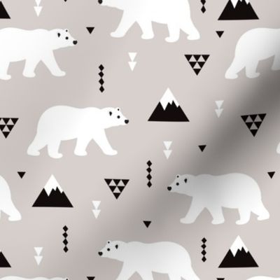 Cute polar bear winter mountain geometric triangle print XL