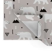 Cute polar bear winter mountain geometric triangle print XL