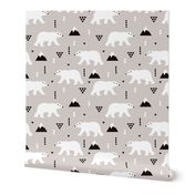 Cute polar bear winter mountain geometric triangle print XL