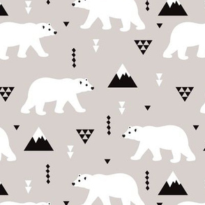 Cute polar bear winter mountain geometric triangle print XL