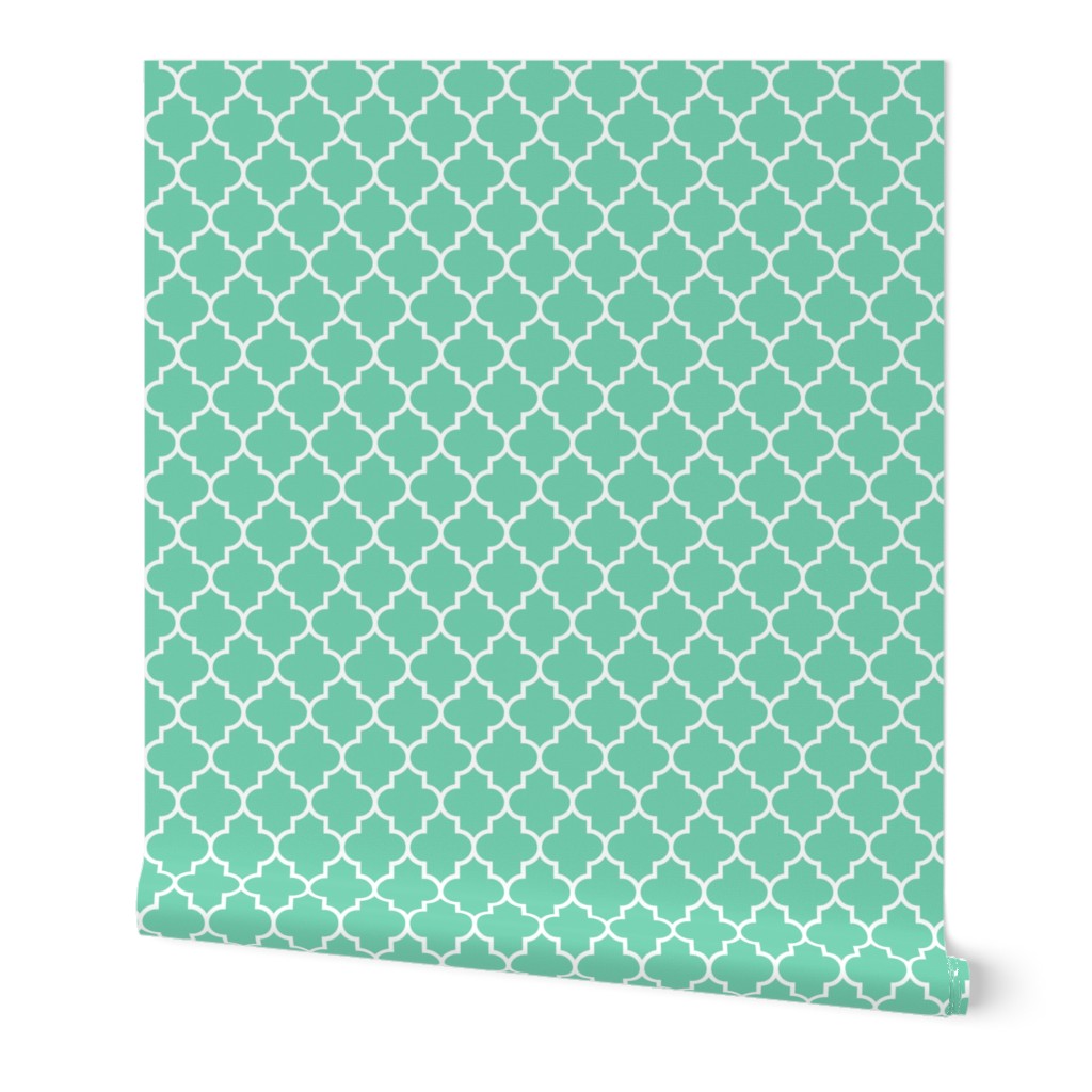 quatrefoil MED sea foam green