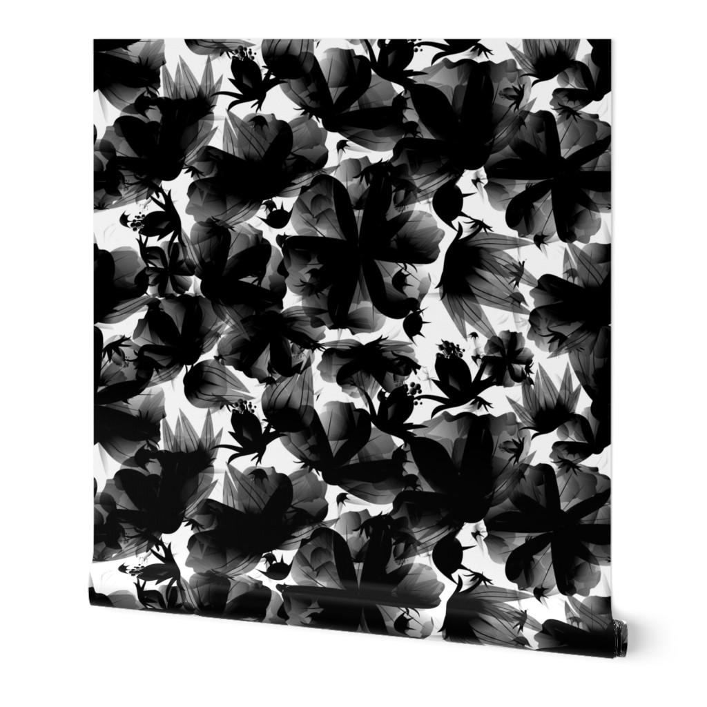 floral meadow black and white