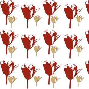 Red and beige tulips