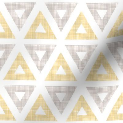 Abstract textile ikat yellow brown triangles