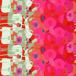 Red Poppies -border print