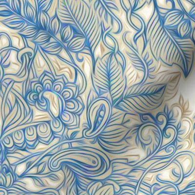 Blue & Tan Art Nouveau Pattern