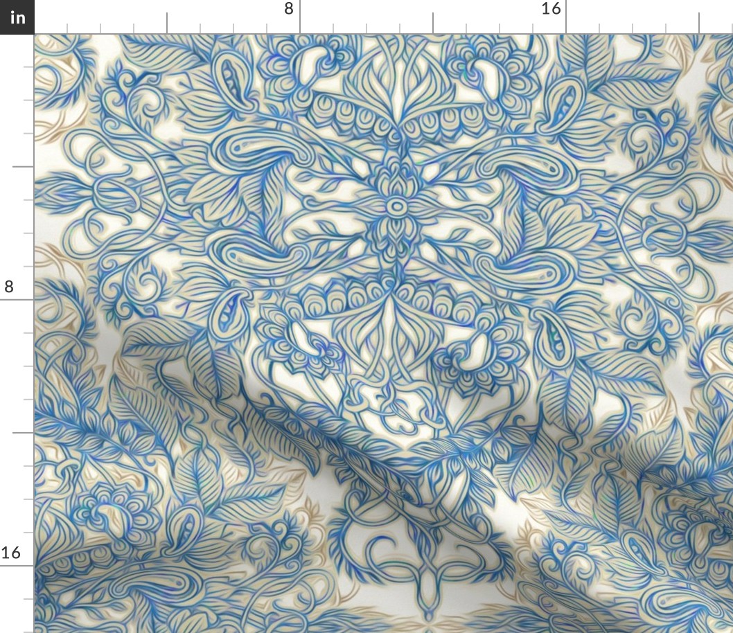 Blue & Tan Art Nouveau Pattern